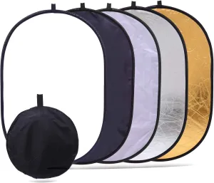 35"x47" Light Reflector for Photography 5-in-1 Photo Collapsible Photography Reflector Large Oval Portable Collapsible Lighting Reflectors Photography Panel for Studio Video