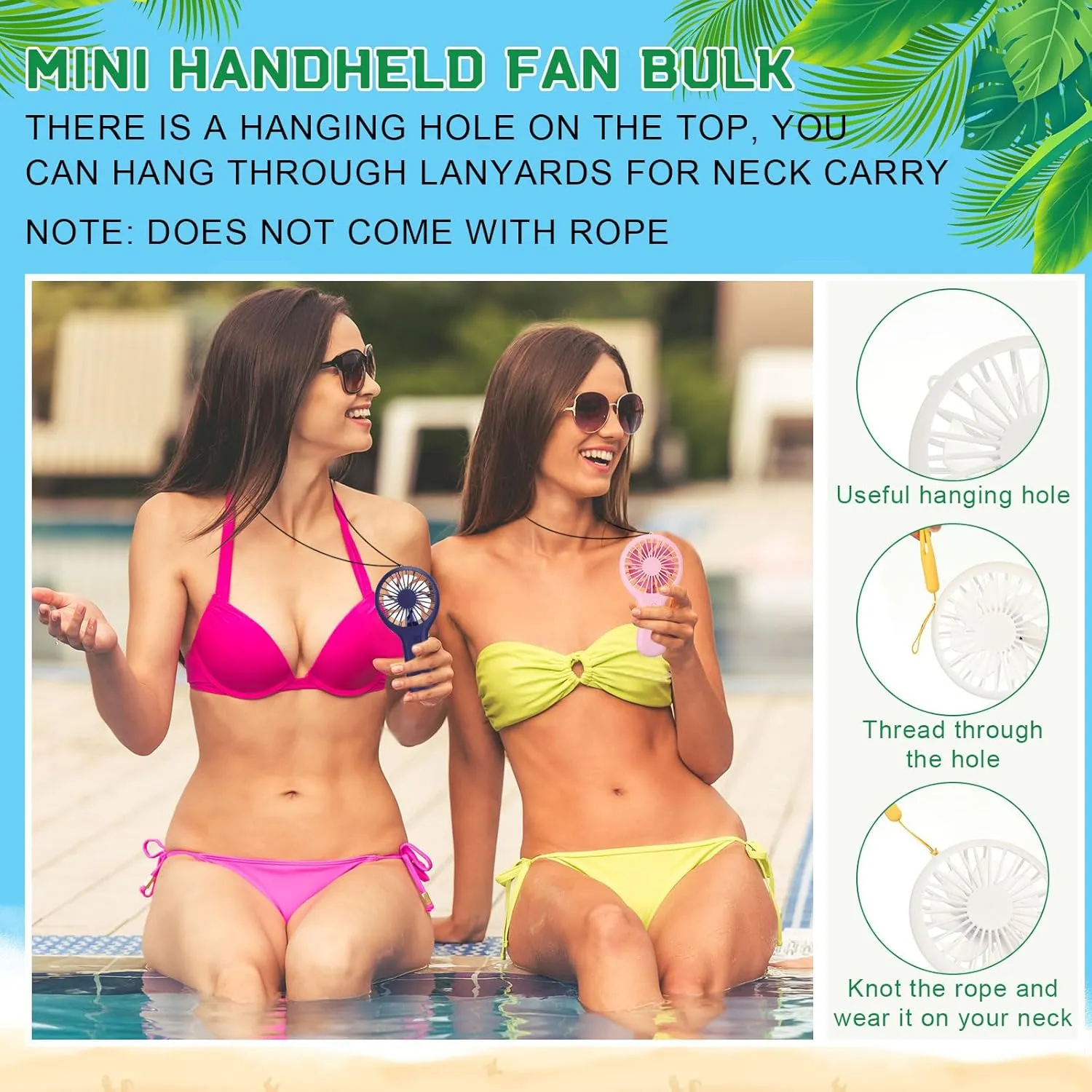 36 Pack Mini Powerful Handheld Fan Bulk 3 Speed USB Rechargeable Small Desk Fan Summer Gift for Wedding Beach Outdoor Women Eyelash (Classic 4 Colors)