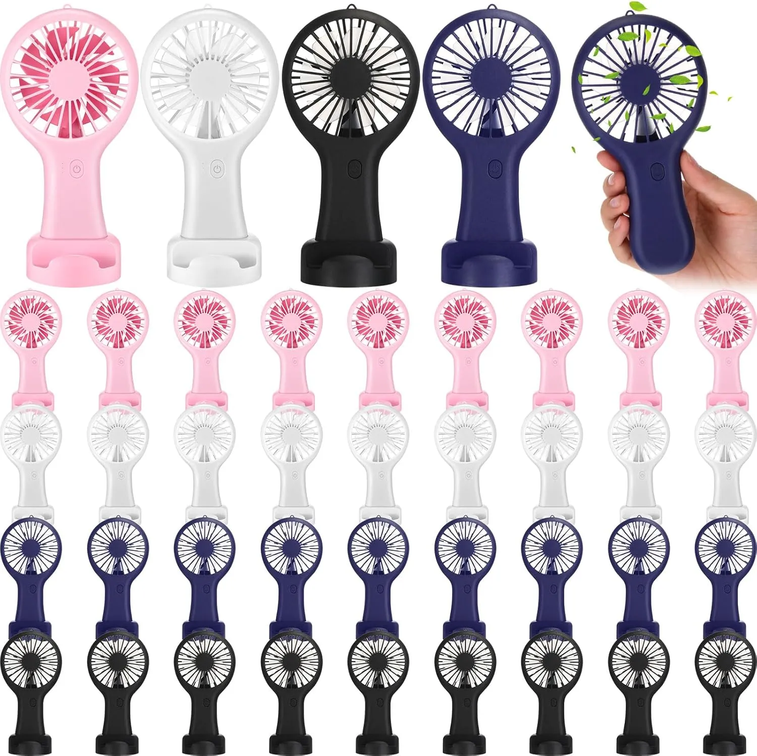 36 Pack Mini Powerful Handheld Fan Bulk 3 Speed USB Rechargeable Small Desk Fan Summer Gift for Wedding Beach Outdoor Women Eyelash (Classic 4 Colors)