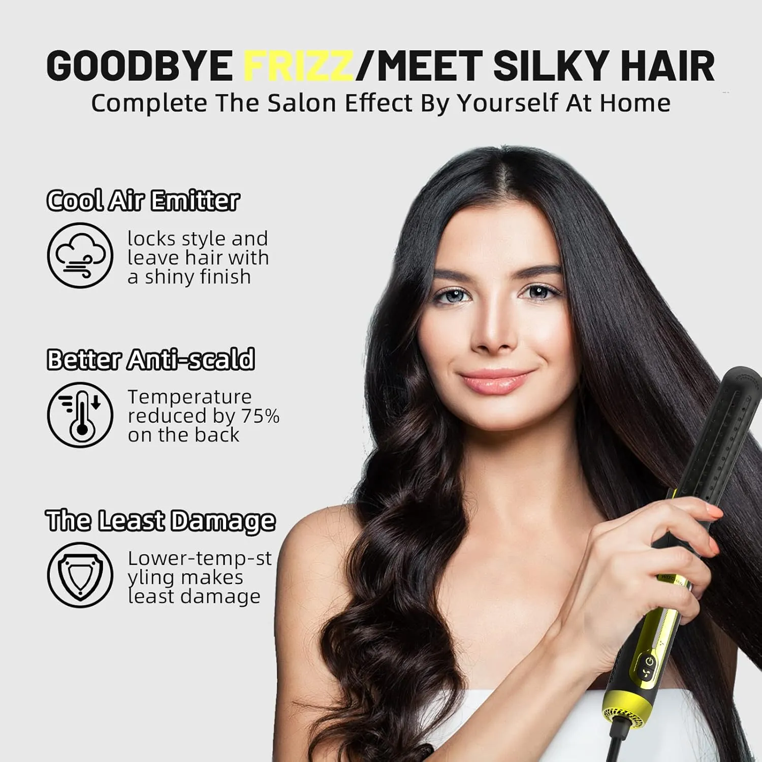 360°Airflow Styler Curling Iron | Wizchark Flat Iron Curling Iron in One | 2 in 1 Hair Straightener and Curler for All Styles | Professional Curling Wand with Cooling Air Vents Dual Voltage Hair Tools