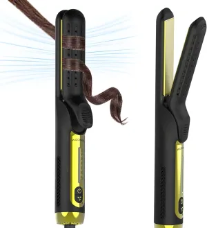 360°Airflow Styler Curling Iron | Wizchark Flat Iron Curling Iron in One | 2 in 1 Hair Straightener and Curler for All Styles | Professional Curling Wand with Cooling Air Vents Dual Voltage Hair Tools