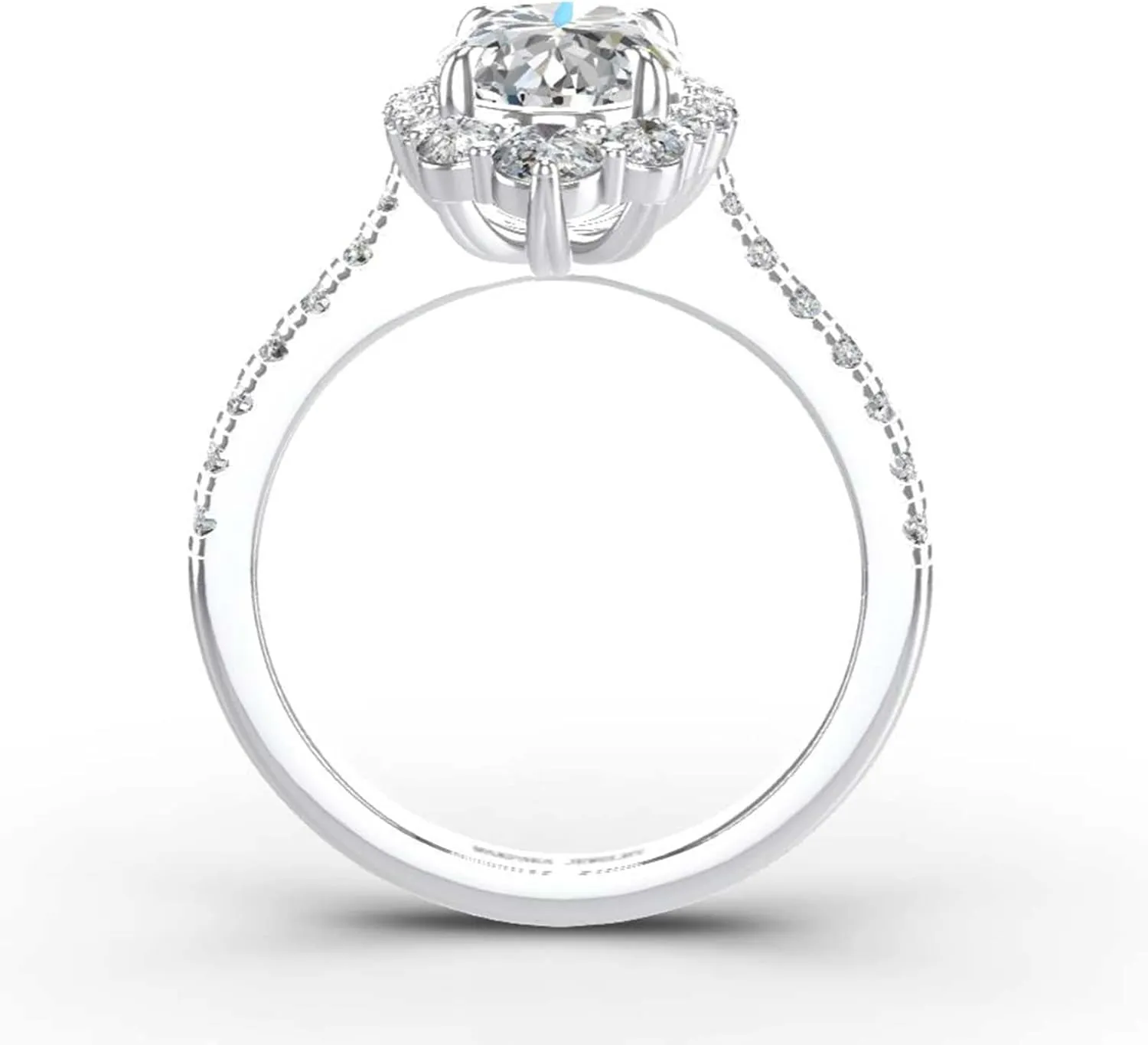 3.83ct Engagement Rings for Women, DF Color VVS Oval Cut Moissanite Halo Rings Sterling Silver with 18K White Gold Plated Marquise Shape Wedding Rings