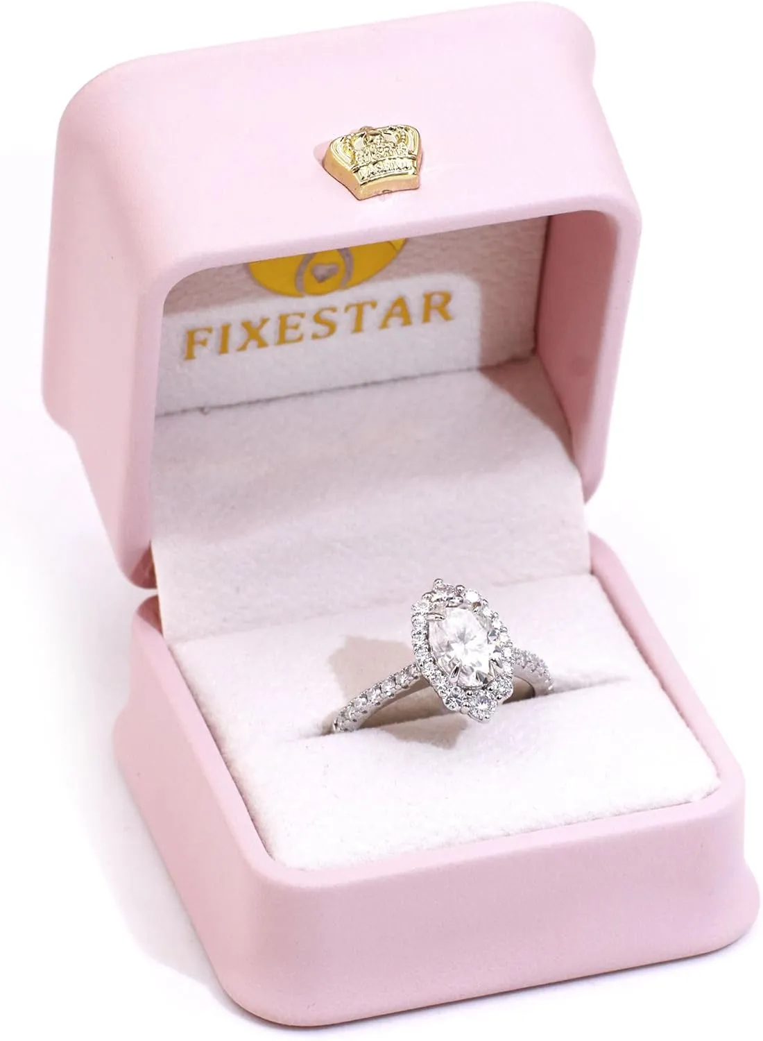 3.83ct Engagement Rings for Women, DF Color VVS Oval Cut Moissanite Halo Rings Sterling Silver with 18K White Gold Plated Marquise Shape Wedding Rings