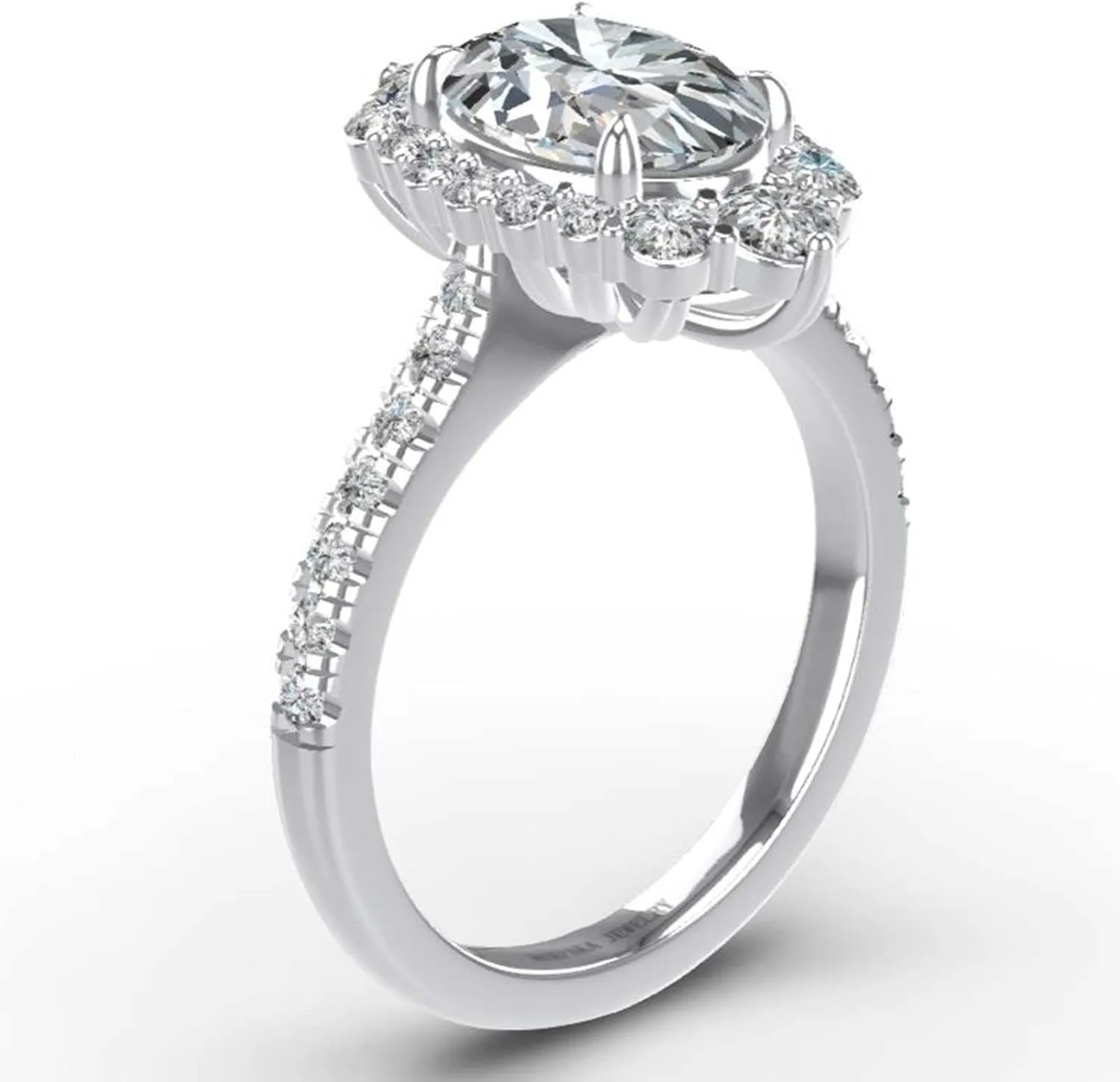 3.83ct Engagement Rings for Women, DF Color VVS Oval Cut Moissanite Halo Rings Sterling Silver with 18K White Gold Plated Marquise Shape Wedding Rings