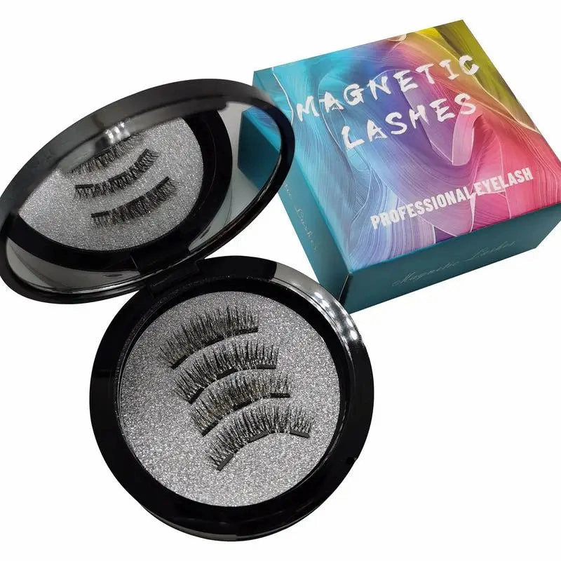 3D Dual Magnetic Eyelashes Kit with Eyelash Curler 8 Pairs Reusable Easy to Wear Fake Eye Lashes Extension Makeups Kits