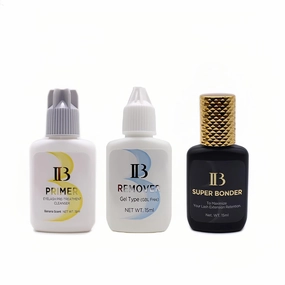 3PCS IB Beauty Eyelash Extension Glue Primer Premium With Gel Remover Clear Eyelashes Super Bonder Professinal Adhesive Hardener 3bottles/set Professional Salon Use by LAVA