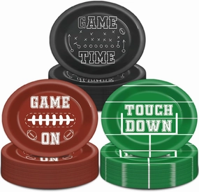 48Pcs Football Party Oval Plates 11 Inch Football Party Supplies Disposable Football Themed Birthday Tableware Dinnerware Set Platter Dish Tray for Sport Game Touchdown Party Decorations