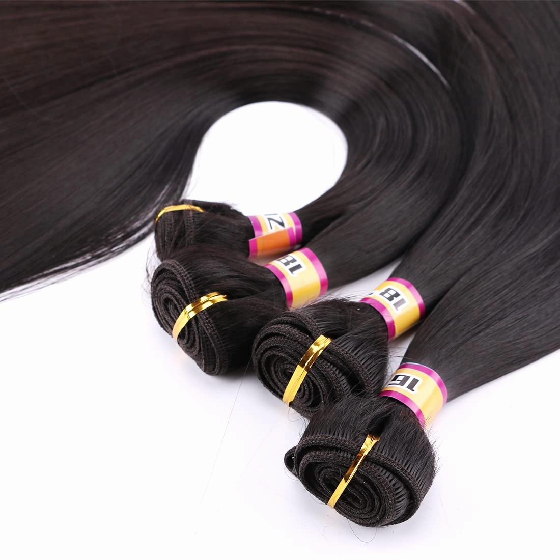4 Bundles Silky Straight Synthetic Hair Weave Extensions Dark Brown 16 18 18 20 Inches(2#)