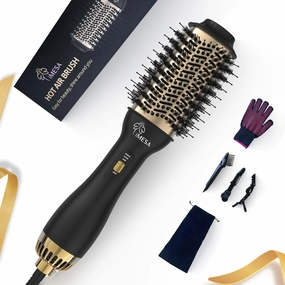4-IN-1Hot Air Brush, 1000W Hair Dryer Brush Blow Dryer Brush, One-Step Volumizer Hair Dryer and Styler, 3 Speeds Temp, Hot Air Styler Black