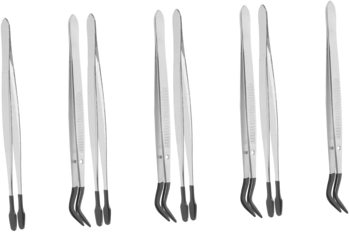 4sets Stainless Steel Craft Tweezers Lashes Tweezers Multi-use Eyelash Applicator for Stamp Collecting 2pcs*4