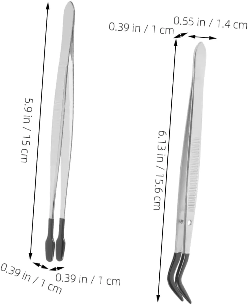 4sets Stainless Steel Craft Tweezers Lashes Tweezers Multi-use Eyelash Applicator for Stamp Collecting 2pcs*4