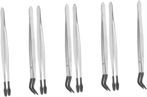 4sets Stainless Steel Craft Tweezers Lashes Tweezers Multi-use Eyelash Applicator for Stamp Collecting 2pcs*4