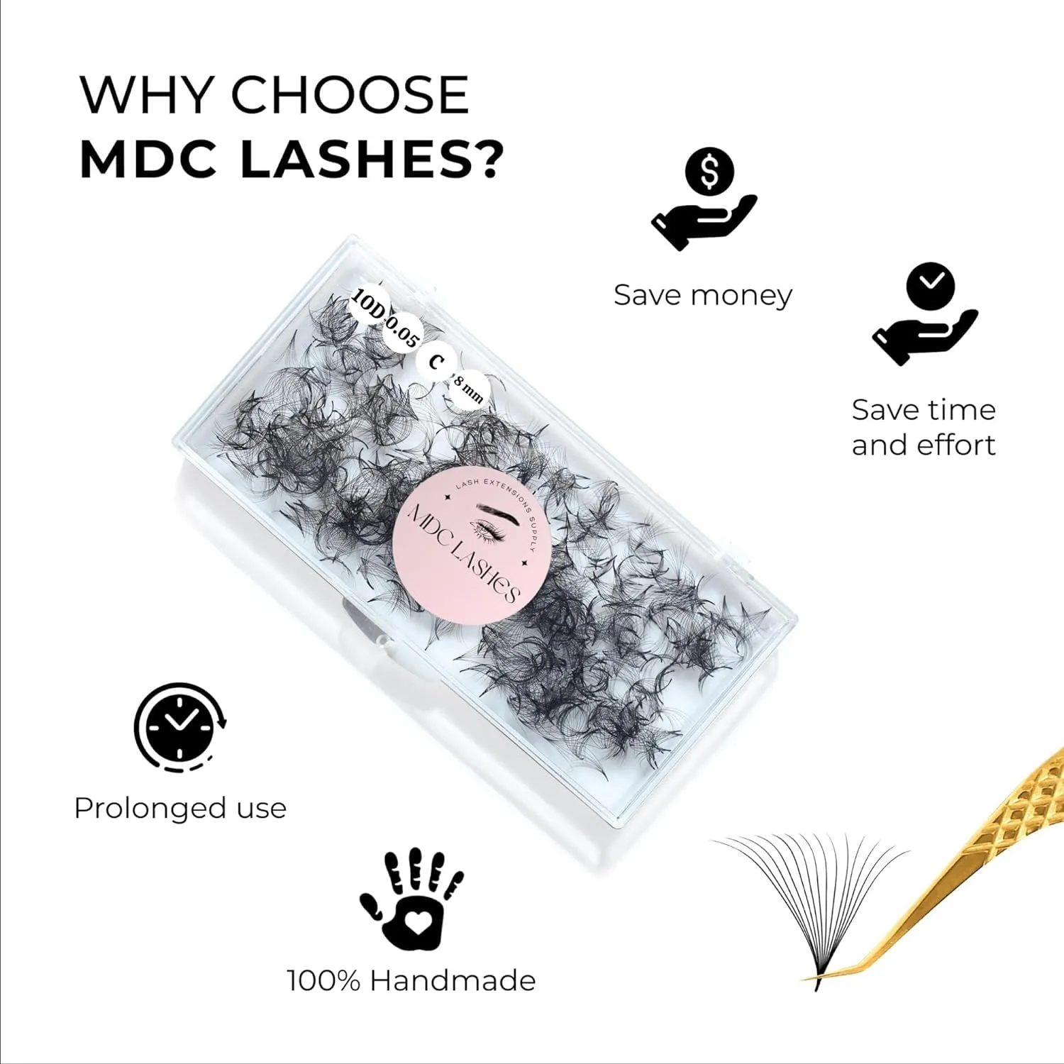 500 Promades Eyelash Fans| 5D-20D, 0.03-0.05-0.07 Thickness, C/CC/D Curls, 8-18mm| Volume Lash Extensions Premade Lash Fans Pro Pre Made False Eyelashes Pestañas Pelo A Pelo(14D-0.05-D-15)