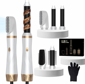 5 in 1 Hair Dryer Brush Set, Blow Dryer Brush with Air Style Wrap Hair Styler, Negative Ionic Magic Style Set, Detachable Air Curler for Volumizer,Straightener,Drying