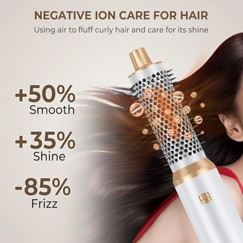 5 in 1 Upgrade Hair Dryer Brush Blow Dryer Brush, Air Curler Air Curling Wrap Styler, Detachable Hot Air Brush Negative Ion Curling Brush Iron, Hair Styling Tools for Drying Curling Straightening