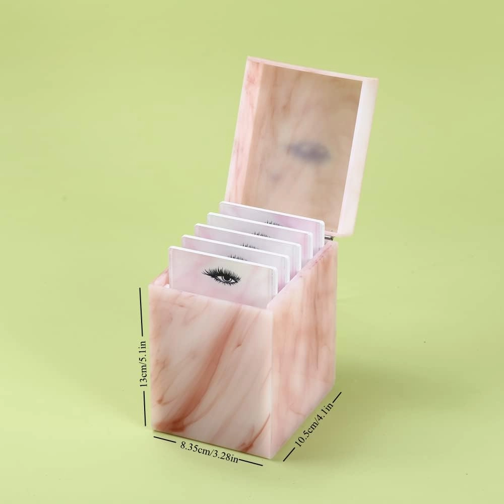 5 Layers Acrylic Eyelash Storage Box, Makeup Eyelashes Extension Close-Packed Display with 5 Pallets, Grafting False Eyelashes Glue Pallet Holder Display Organizer (5 Layer Marble Pink)