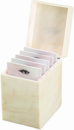 5 Layers Acrylic Eyelash Storage Box, Makeup Eyelashes Extension Close-Packed Display with 5 Pallets, Grafting False Eyelashes Glue Pallet Holder Display Organizer (5 Layers Marble Yellow)