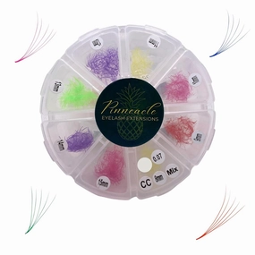 5D 1200 Premade volume fans eyelash extension | 8 sizes-in-1 mixed box | Colored Lash Extensions : Yellow, Pink, Purple, Neon Green, Red | For professional lash artists