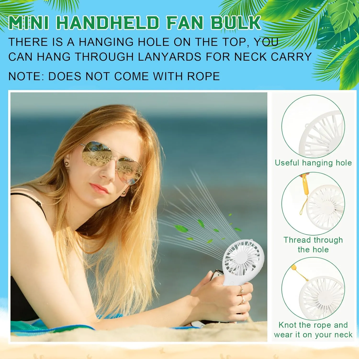 60 Pack Mini Powerful Handheld Fan Bulk 3 Speed USB Rechargeable Small Desk Fan Summer Gift for Wedding Beach Outdoor Women Eyelash (Black,White)