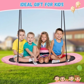 69" Giant Oval Tree Swing for Kids 700LBS Flying Platform Saucer Tree Swing Sets for Backyard Indoor with 2 Hanging Straps Pink