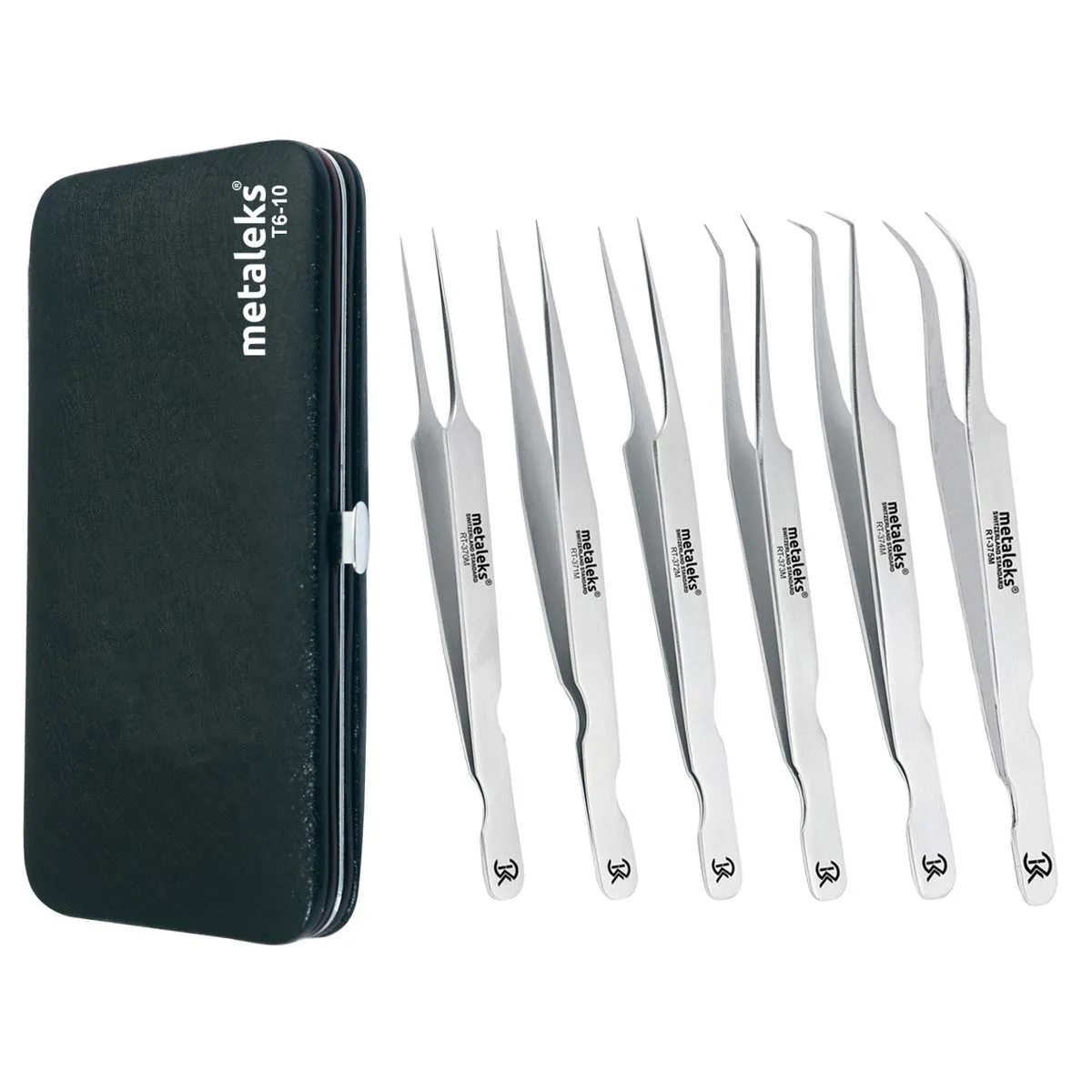 6PCS -12CM Professional Eyelash Extesnion Tweezers In Japanese Stainless Steel (Matt Finish)