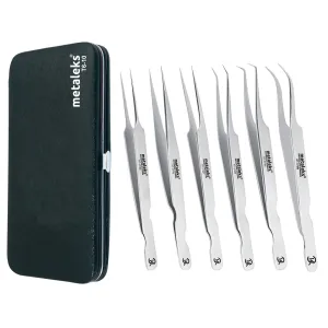 6PCS -12CM Professional Eyelash Extesnion Tweezers In Japanese Stainless Steel (Matt Finish)