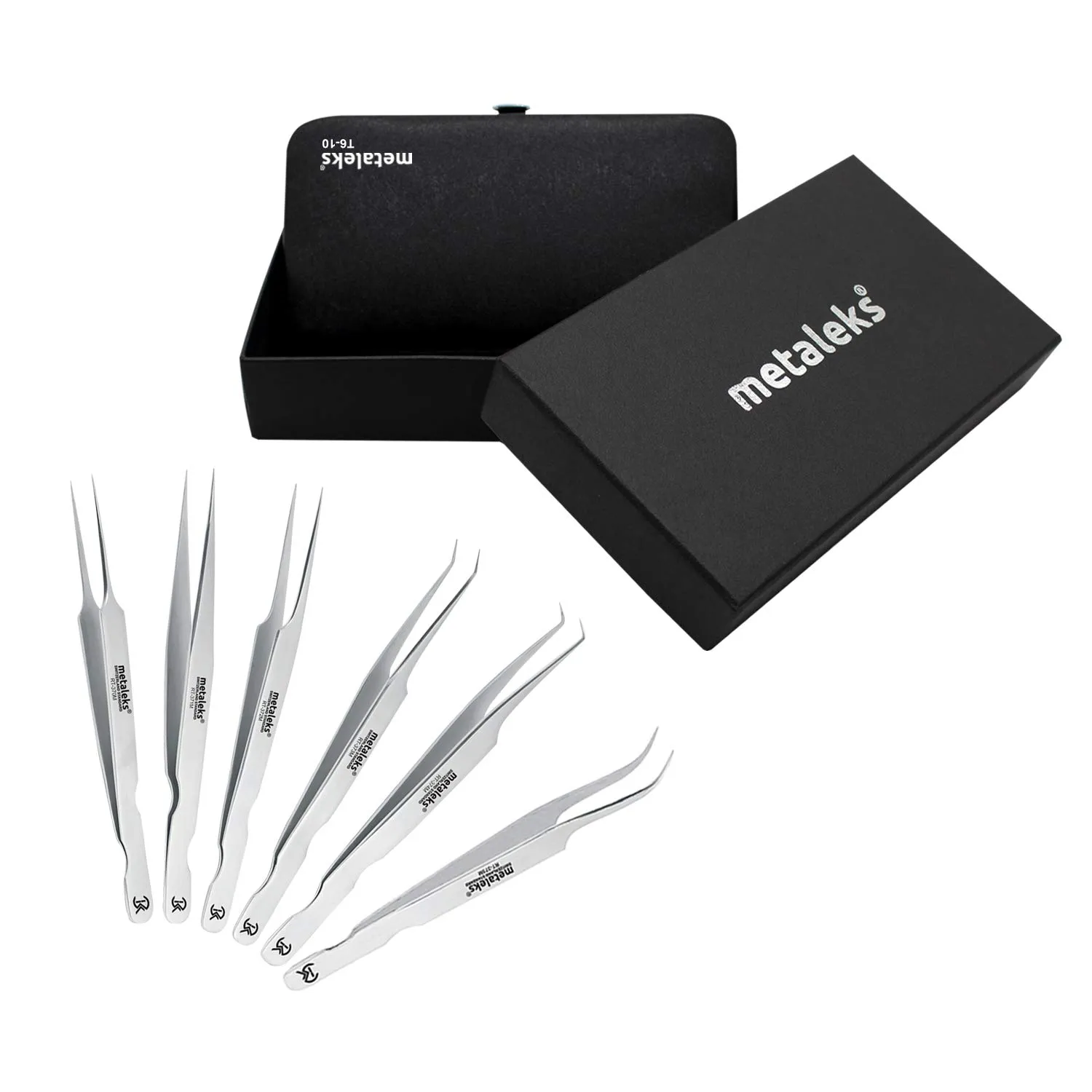 6PCS -12CM Professional Eyelash Extesnion Tweezers In Japanese Stainless Steel (Matt Finish)