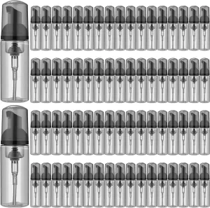 70 Pcs 2 oz Plastic Foam Soap Dispensers Refillable Lash Shampoo Bottles with Pump Mini Eyelash Cleaning Foam Bottle Dispenser for Refillable Travel Cosmetics (Gray)