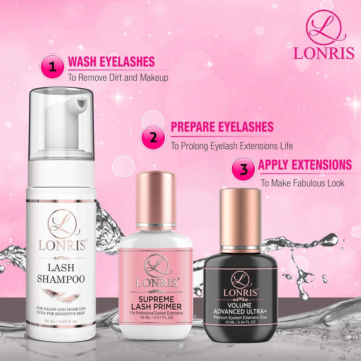 7-8 Weeks Retention/Eyelash Extension Glue Volume Advanced Ultra  LONRIS Lash 10 ml/1-2 Sec Drying time/Maximum Bonding/Semi-Permanent Extensions Supplies/Professional Use Only Black Adhesive