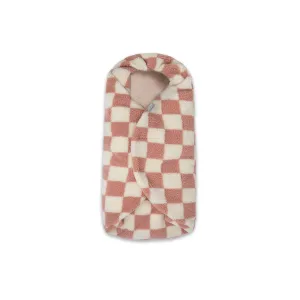 7AM Baby Car Seat Blanket - Multifunctional Car Seat Cover for Toddlers, Winter Stroller & Car Seat Swaddle Blanket, Micro-Fleece & Plush Lined Warm Carseat Cover | (Checkers Rose Dawn, 0-6M)