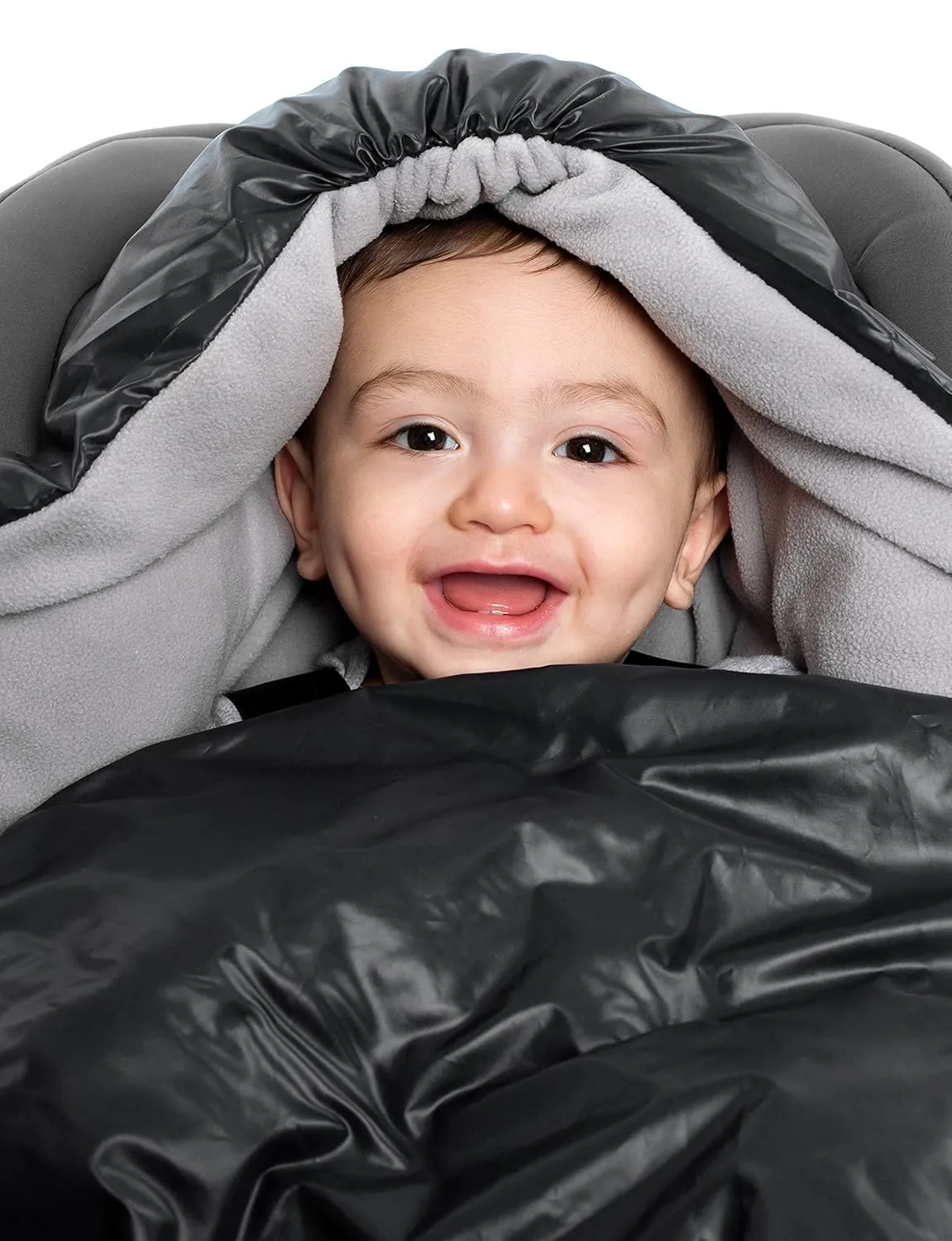 7AM Baby Car Seat Blanket - Multifunctional Car Seat Cover for Toddlers, Winter Stroller & Swaddle Blanket, Micro-Fleece & Plush Lined Warm Carseat Cover | (Black Quilted, Small 0-6M)