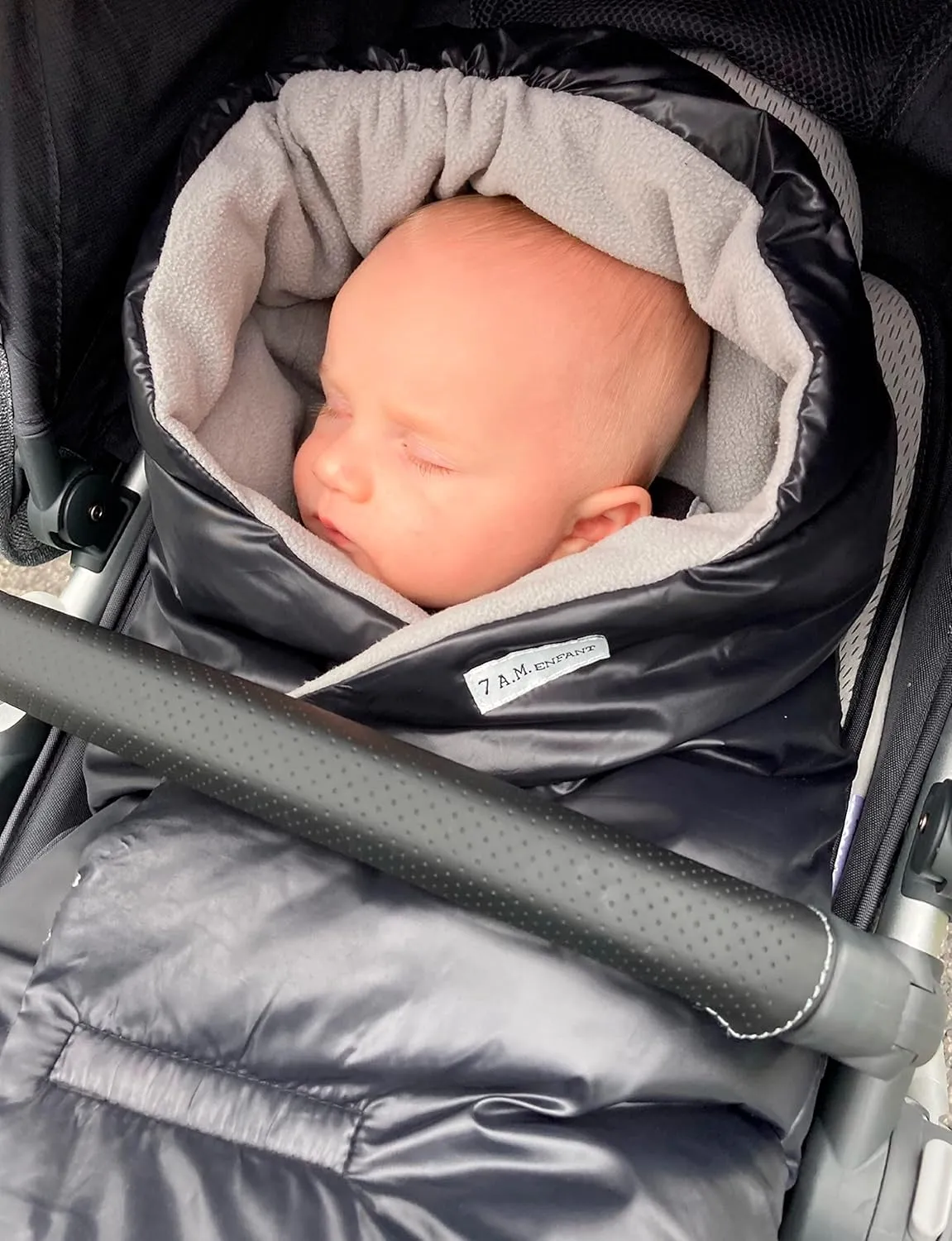 7AM Baby Car Seat Blanket - Multifunctional Car Seat Cover for Toddlers, Winter Stroller & Swaddle Blanket, Micro-Fleece & Plush Lined Warm Carseat Cover | (Black Quilted, Small 0-6M)