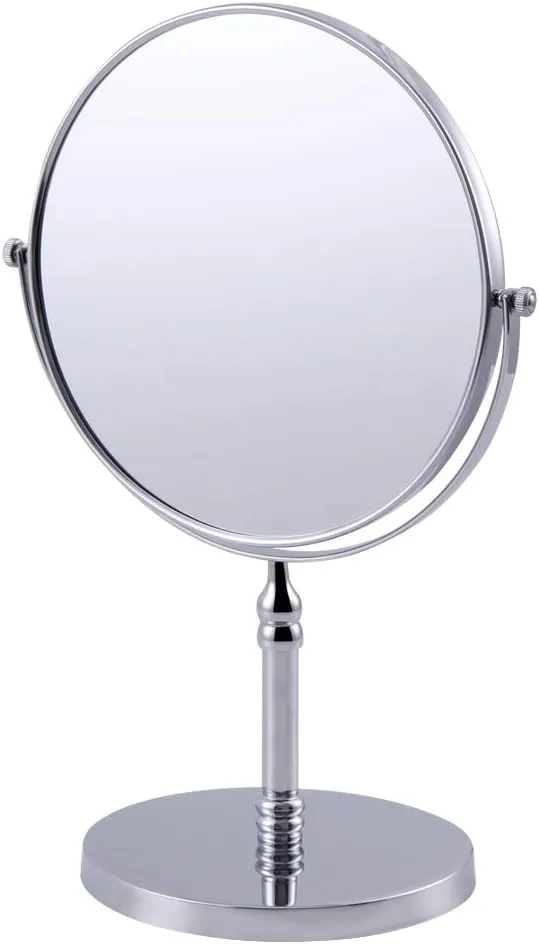8-inch Large Double Sided Swivel Vanity Mirror with 3 x Magnification, Oval Shaped Two-Sided Makeup Mirror, Bathroom Tabletop Mirror 1x/3x magnificationt,Chrome D500111C