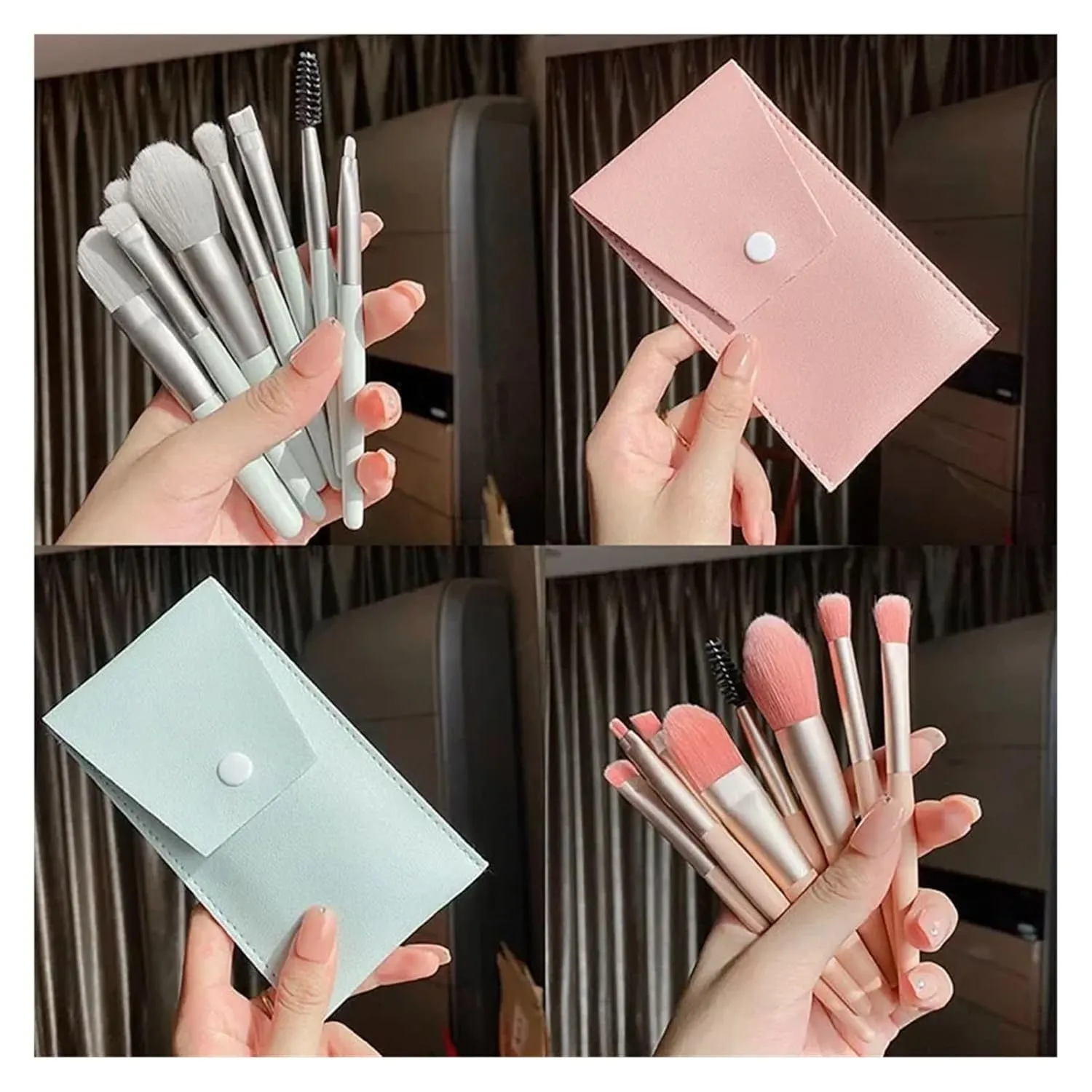 8 Pcs Makeup Brush Set Mini Foundation Powder Blush Eyelash Shadow Concealer Brush Professional Brush Cosmetic Kit Makeup new(Blue)