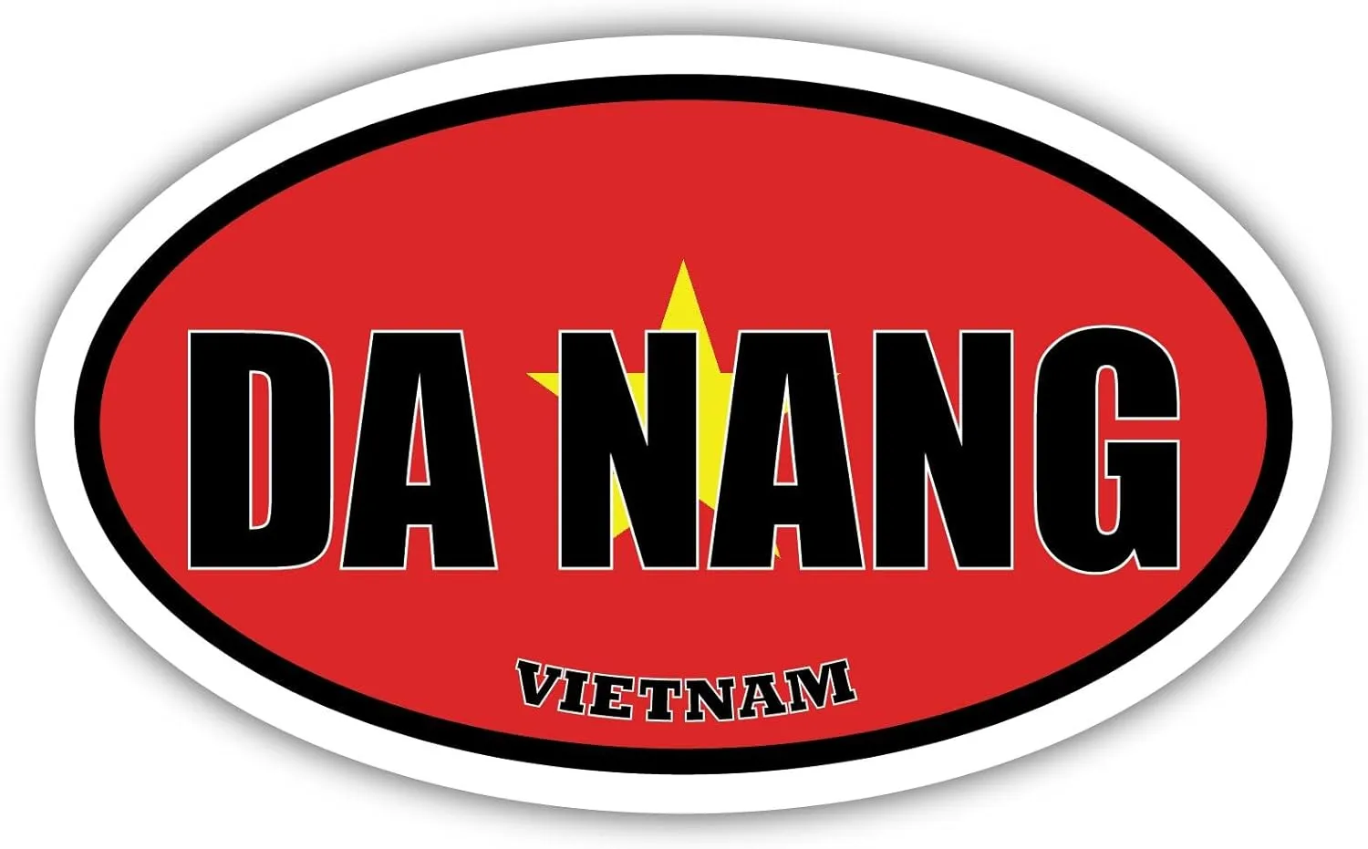 8.5x14 inches Large Da Nang Vietnam Flag Oval Sticker Construction Machine, Car, Truck, Locker, Wall, Window, Luggage