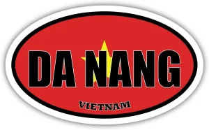 8.5x14 inches Large Da Nang Vietnam Flag Oval Sticker Construction Machine, Car, Truck, Locker, Wall, Window, Luggage