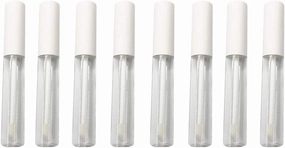 8 Pack Clear Round Shaped Empty Lip Gloss Tube Lip Balm Container DIY Cosmetic Sample Empty Bottle with White Cap