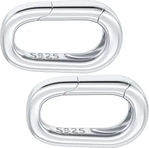 925 Sterling Silver Oval Pendant Clasp for Necklace Making, Hypoallergenic Jewelry Connector Fastener, Lobster Spring Clasp for Keychains Handbag Strap Necklace Bracelet Jewelry Making