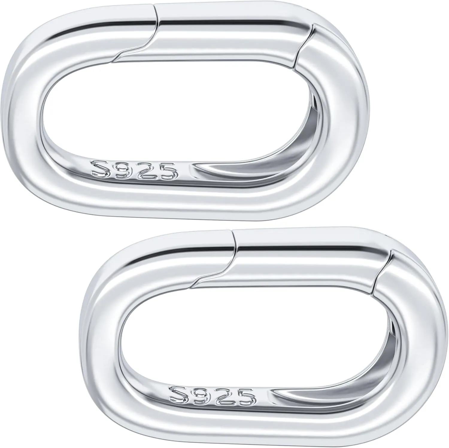 925 Sterling Silver Oval Pendant Clasp for Necklace Making, Hypoallergenic Jewelry Connector Fastener, Lobster Spring Clasp for Keychains Handbag Strap Necklace Bracelet Jewelry Making