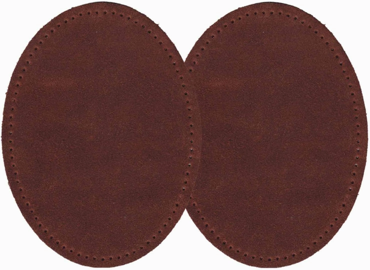 -2 Sew-on Large Natural Suede Leather Elbow Patches Size 4.75 in x 6.5 in w/Perforated Edges for Easy Sewing - (Med. Brown)