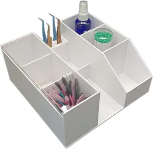 Acrylic Large Capacity Makeup Organizer, Grafting Beauty Extension Supplies Lash Storage Display, Eyelash Storage Case Brush Tweezers Cosmetic Holder (White)