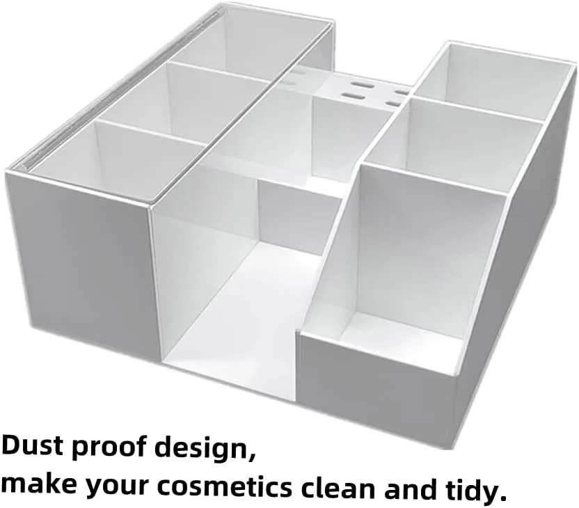 Acrylic Large Capacity Makeup Organizer, Grafting Beauty Extension Supplies Lash Storage Display, Eyelash Storage Case Brush Tweezers Cosmetic Holder (White)