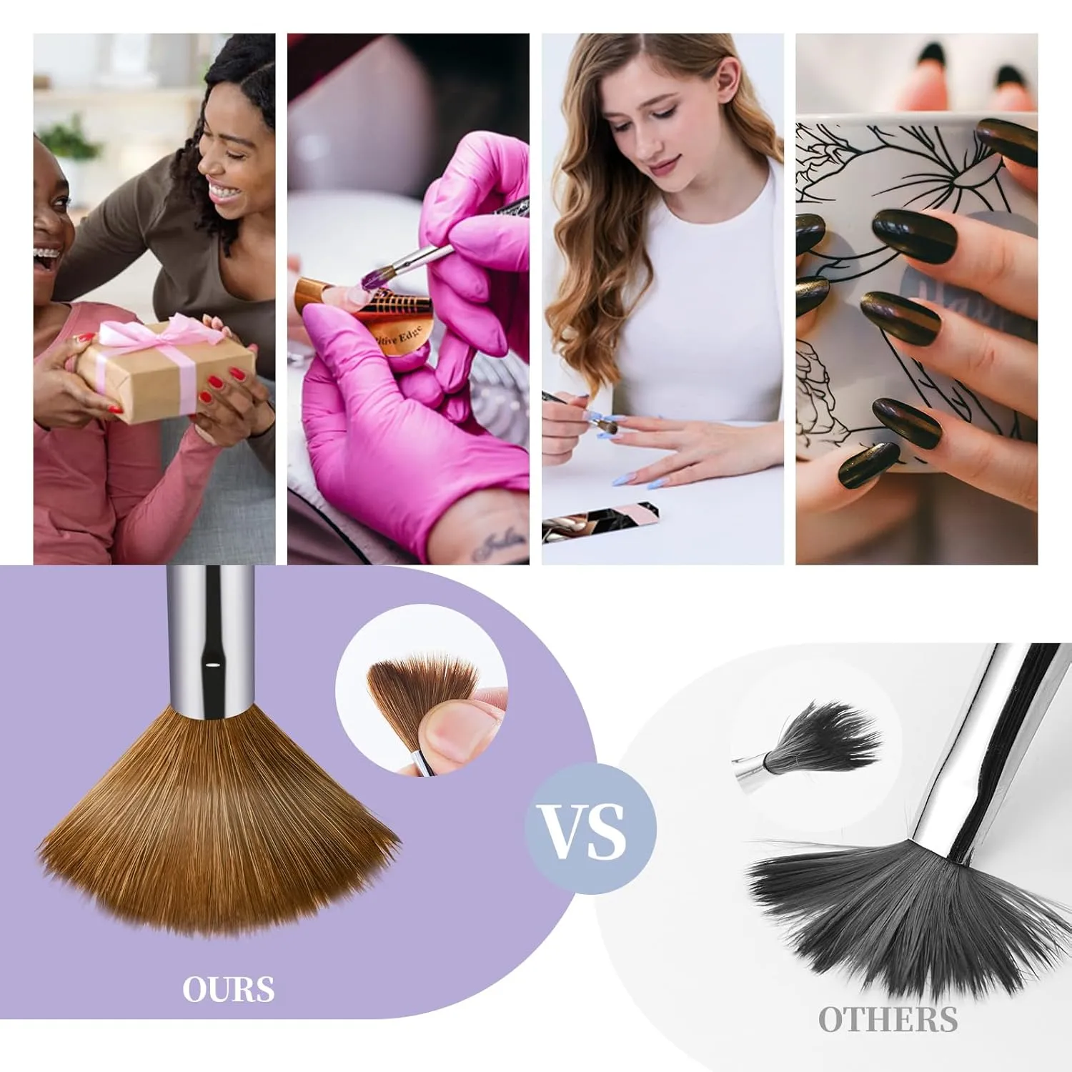 Acrylic Nail Art Brush Size 18, 100% Pure Kolinsky Hair Oval Nail Brush for Acrylic Application, Professional Nail Extension Manicure Tool Striping Nail Drawing Pen for DIY Home Salon