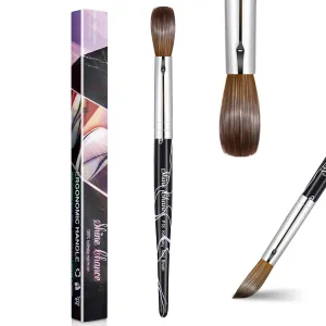 Acrylic Nail Art Brush Size 18, 100% Pure Kolinsky Hair Oval Nail Brush for Acrylic Application, Professional Nail Extension Manicure Tool Striping Nail Drawing Pen for DIY Home Salon