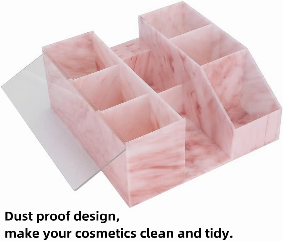 Acrylic Large Capacity Makeup Organizer, Grafting Beauty Extension Supplies Lash Storage Display, Eyelash Storage Case Brush Tweezers Cosmetic Holder (Pink Marble)