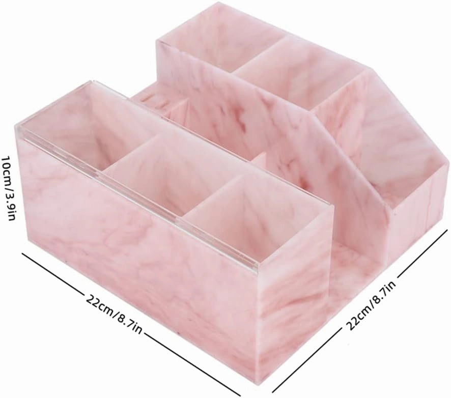 Acrylic Large Capacity Makeup Organizer, Grafting Beauty Extension Supplies Lash Storage Display, Eyelash Storage Case Brush Tweezers Cosmetic Holder (Pink Marble)