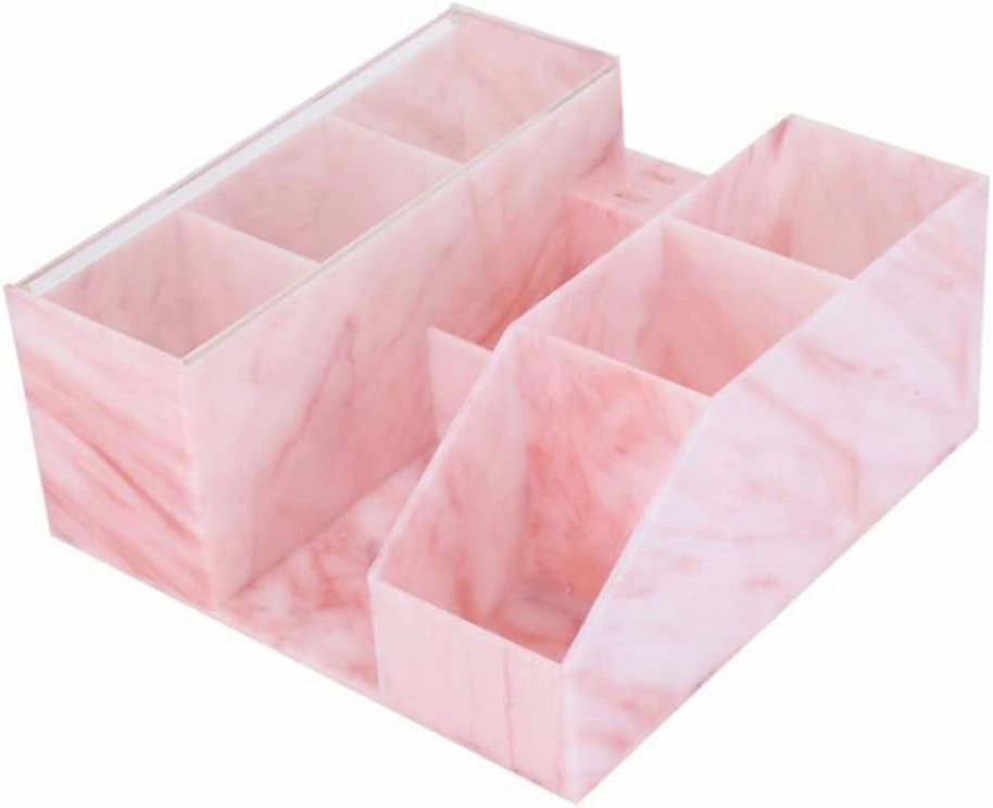 Acrylic Large Capacity Makeup Organizer, Grafting Beauty Extension Supplies Lash Storage Display, Eyelash Storage Case Brush Tweezers Cosmetic Holder (Pink Marble)