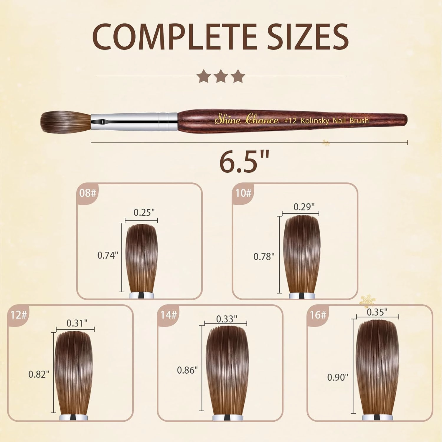 Acrylic Nail Art Brush - Size 16, 100% Pure Kolinsky Hair Oval Nail Brush for Professional Acrylic Application, DIY Home Salon