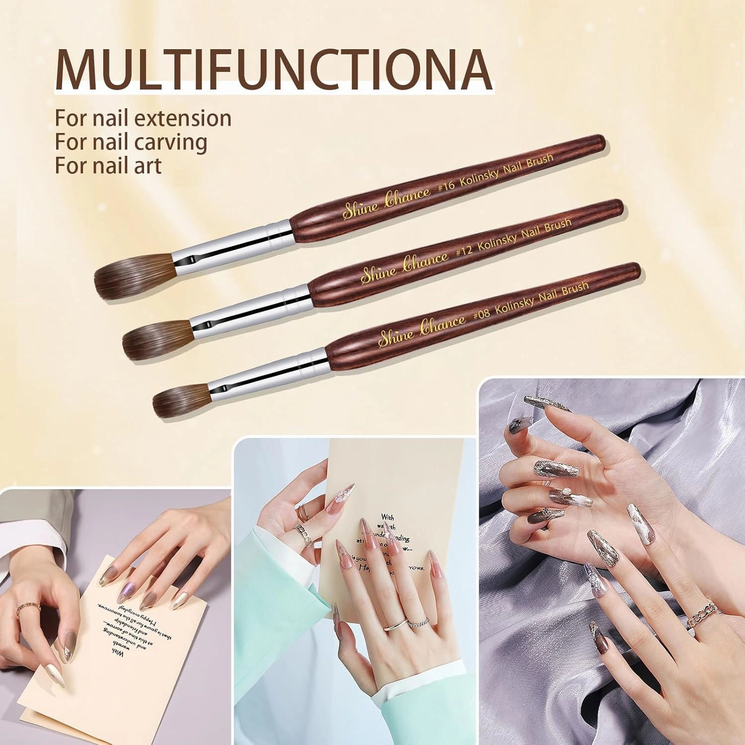 Acrylic Nail Art Brush - Size 16, 100% Pure Kolinsky Hair Oval Nail Brush for Professional Acrylic Application, DIY Home Salon