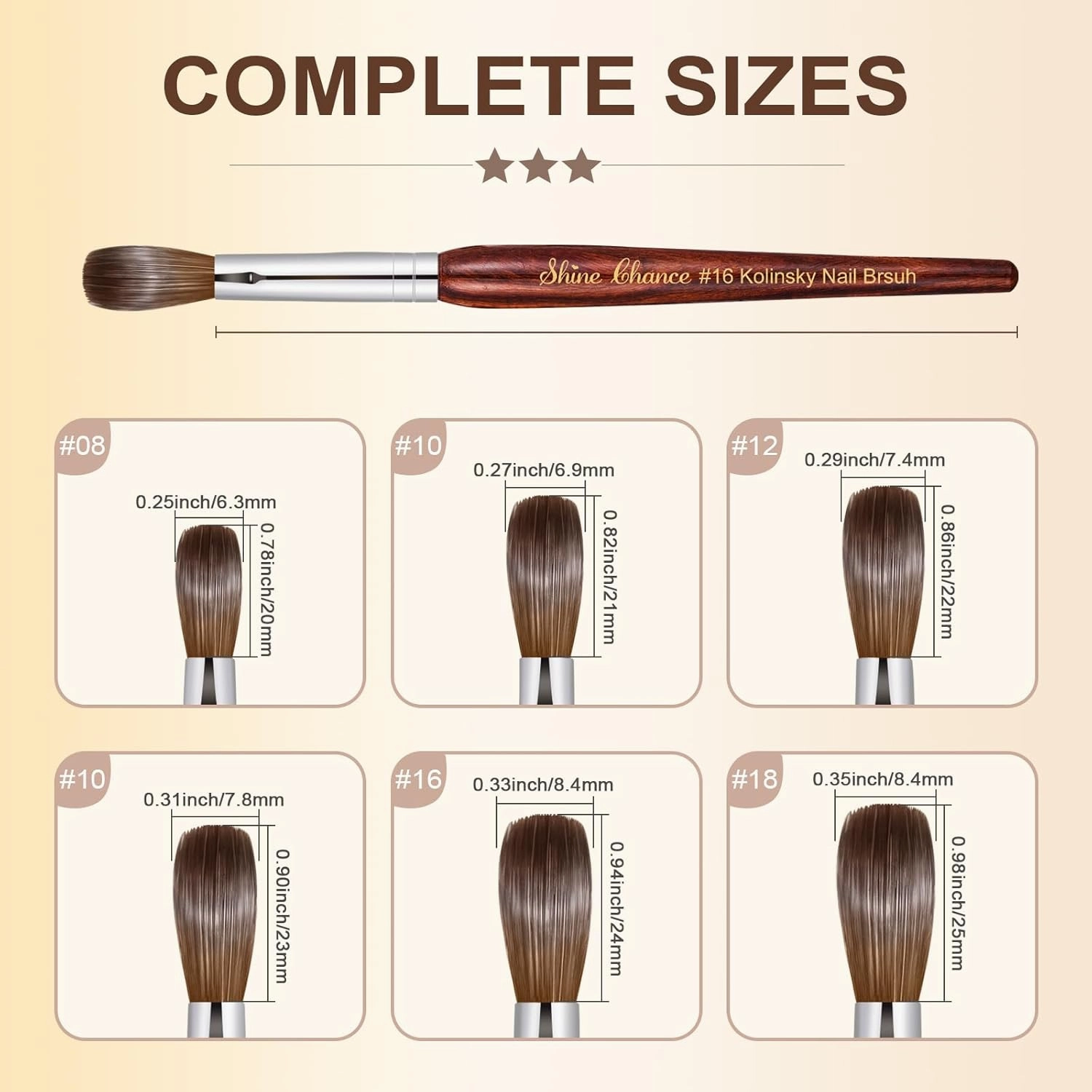 Acrylic Nail Art Brush Size 18, 100% Pure Kolinsky Hair Oval Nail Brush for Acrylic Application, Professional Nail Extension Manicure Tool Striping Nail Drawing Pen for DIY Home Salon